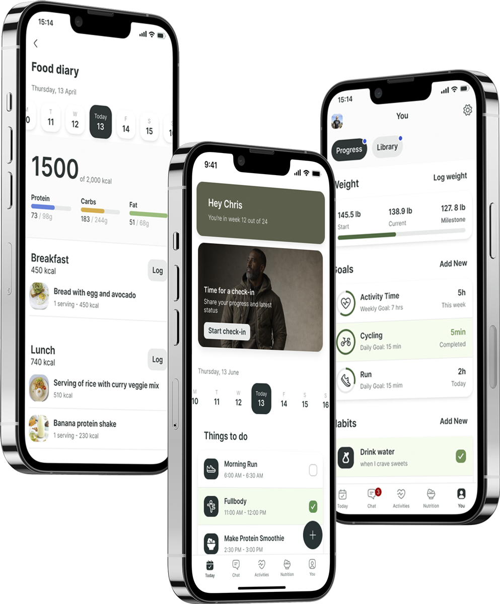 A mockup of the coaching app showcasing the features.